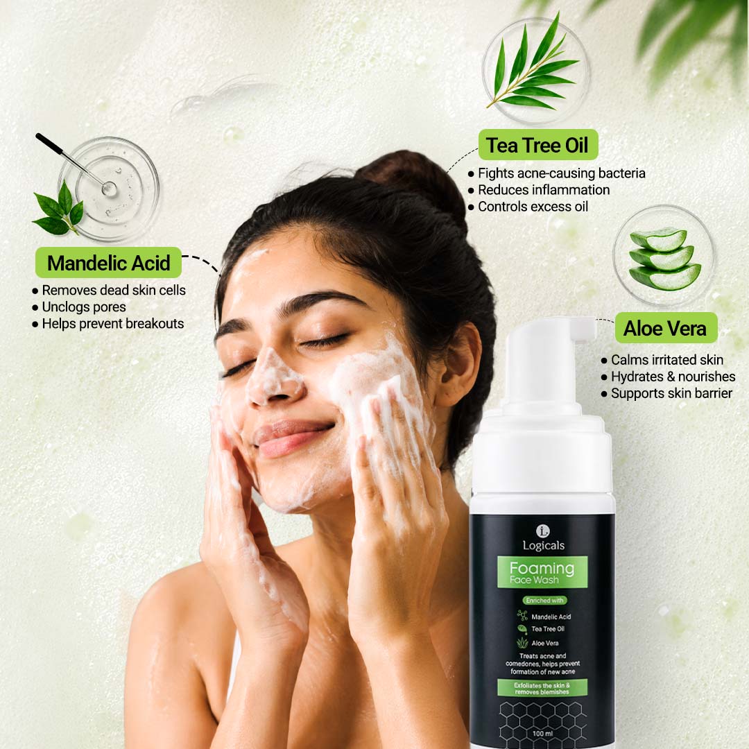Foaming Face Wash for Oily & Acne-Prone Skin | Mandelic Acid, Tea Tree oil, Aloe vera